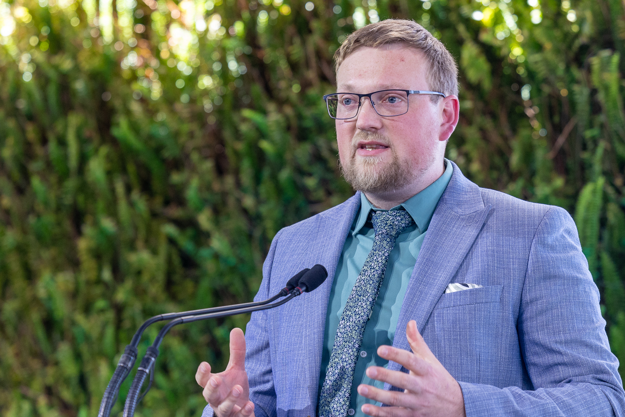 Jonathan Wilson, PhD, project lead of AfTrak, the grand prize winner of the Milken Motsepe Prize in Green Energy, speaks at the 2025 Milken Institute Global Conference following his team’s recognition.