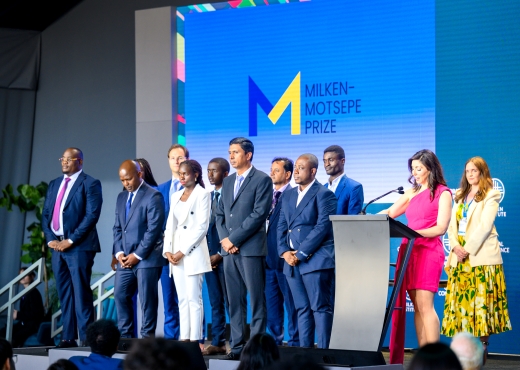 Winning teams of the Milken-Motsepe Prize in AgriTech, pictured on stage at the 2023 Milken Institute Global Conference