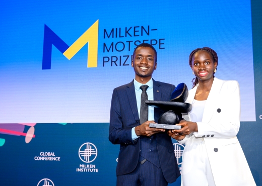 AgriTech grand prize winner Diana Orembe, co-founder and CEO of NovFeed, and second place winner Samuel Muyita, co-founder of Karpolax, both named in UNICEF’s Innovation30
